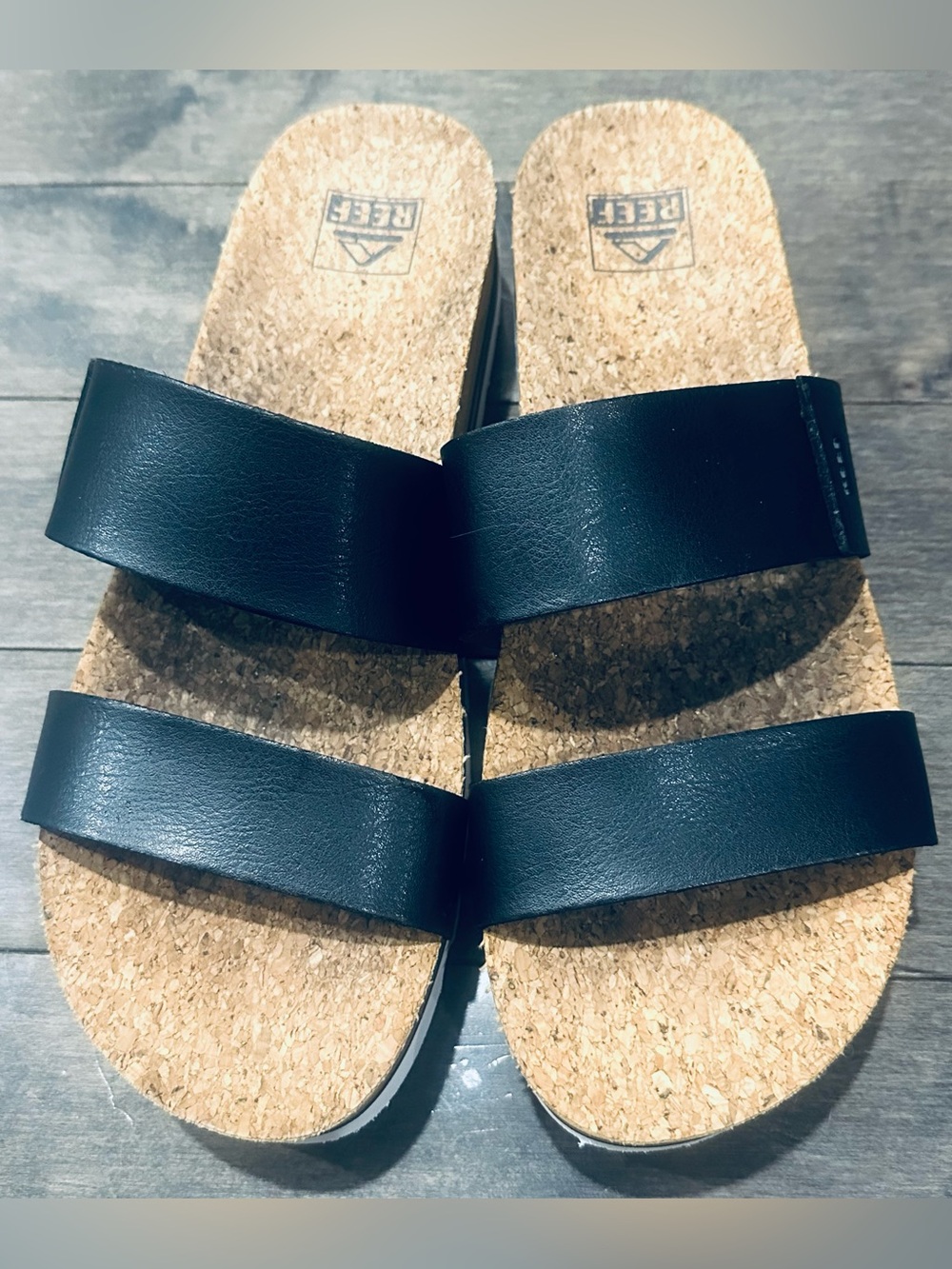 Women’s Sz 10 Reef Black Cushion Vista Hi Arch Support Sandals
